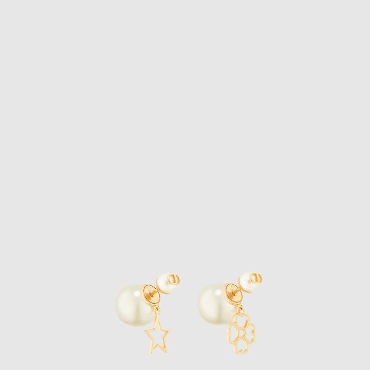 디올 Tribales 골드&화이트 귀걸이
