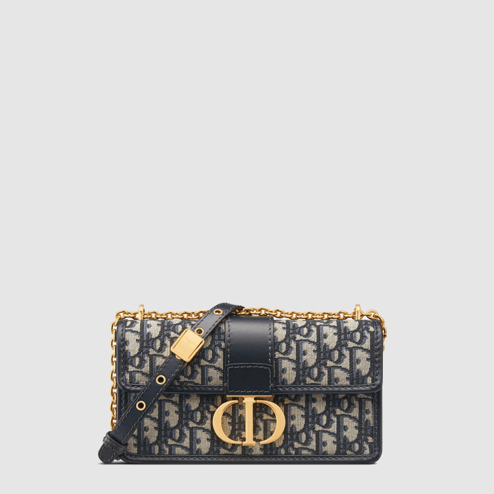 디올 30 몽테인 이스트 웨스트 체인백 블루 Dior Oblique 자카드