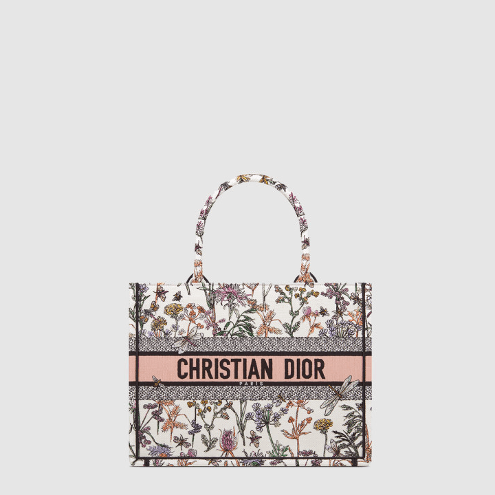 디올 미디엄 북 토트 백 라떼 D Constellation 자수