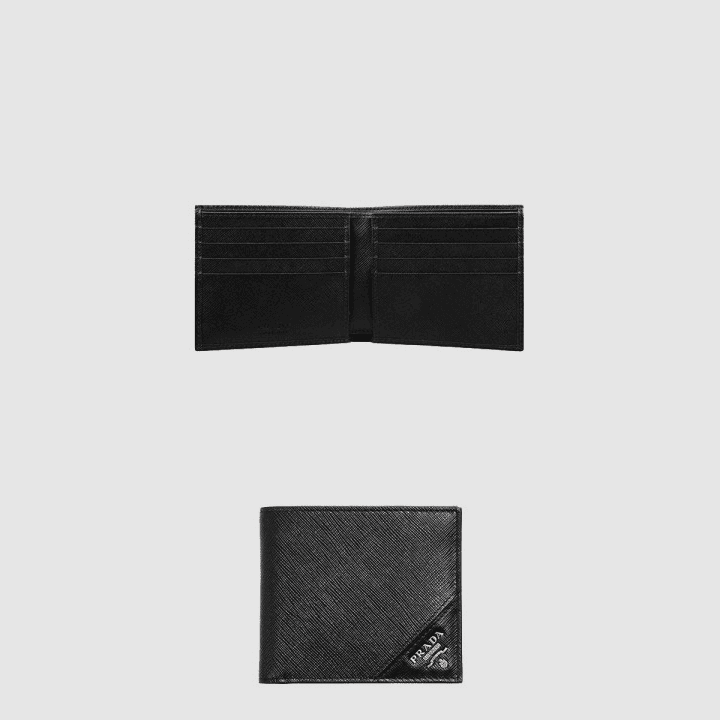 프라다 사피아노 가죽 블랙 반지갑