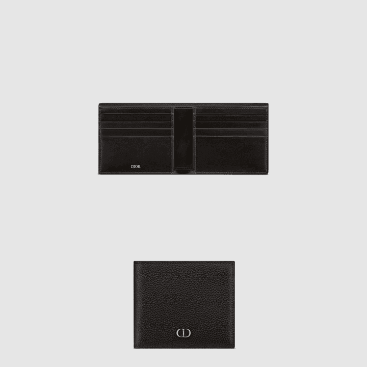 디올 CD Icon 머니클립 지갑 블랙 그레인 송아지 가죽