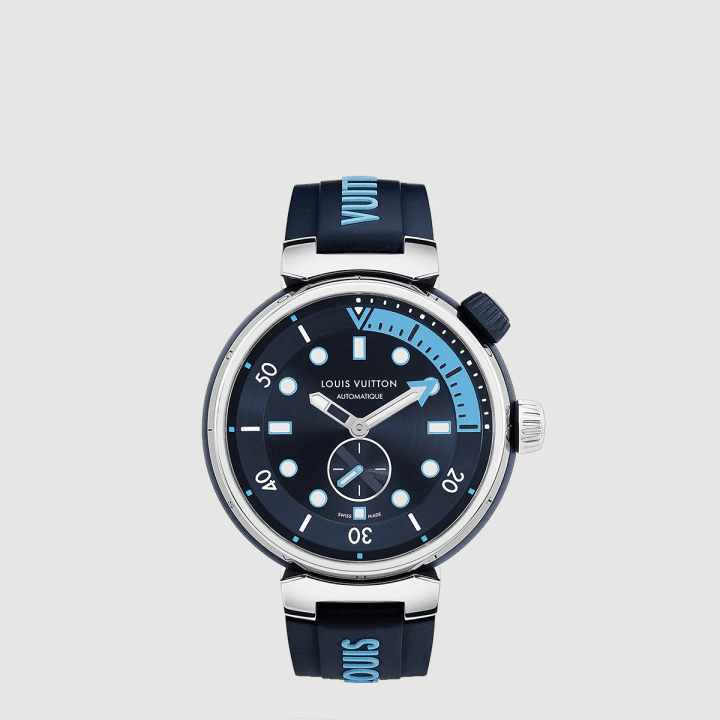 루이비통 Tambour Street Diver, 오토매틱, 44mm, 스틸 네이비
