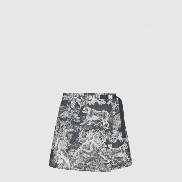 디올 Dioriviera 스트레이트 미니스커트 딥 네이비&화이트 및 화이트 테크니컬 니트, Toile de Jouy Sauvage 모티브 이미지형