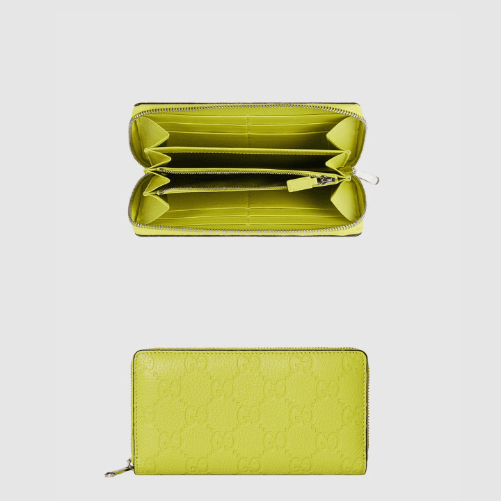구찌 GG 엠블럼 엠보스드 가죽 집 어라운드 지갑