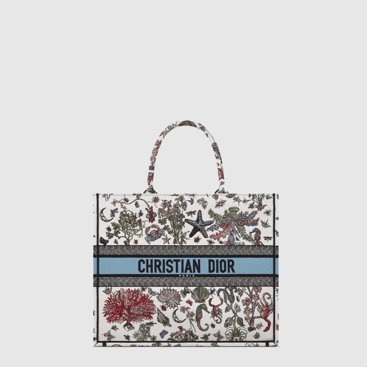 디올 Toile de Jouy Fantastica 자수 라지 북 토트백