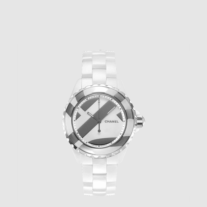 샤넬 J12 시계, 38mm 화이트&그레이