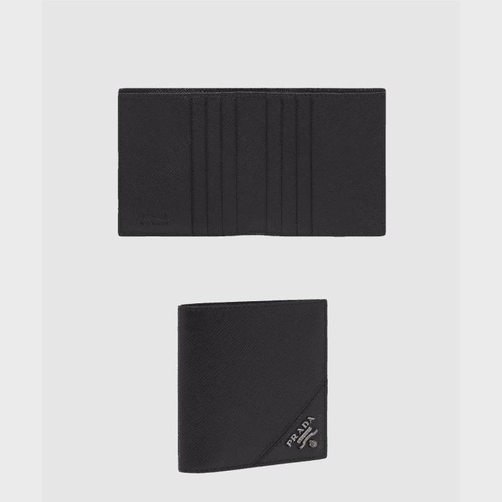 프라다 사피아노 가죽 블랙 지갑