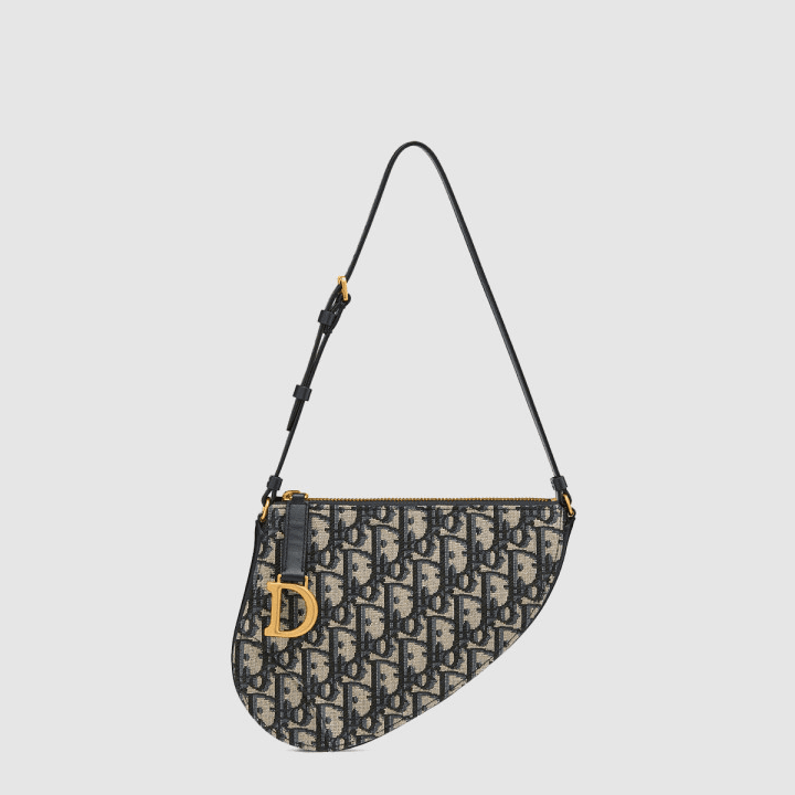 디올 Saddle Rodeo 파우치 블루 Dior Oblique 자카드