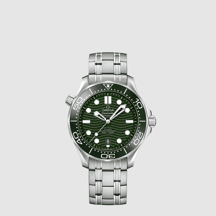 오메가 씨마스터 다이버 300M 코 액시얼 마스터 크로노미터 42 MM 실버&그린