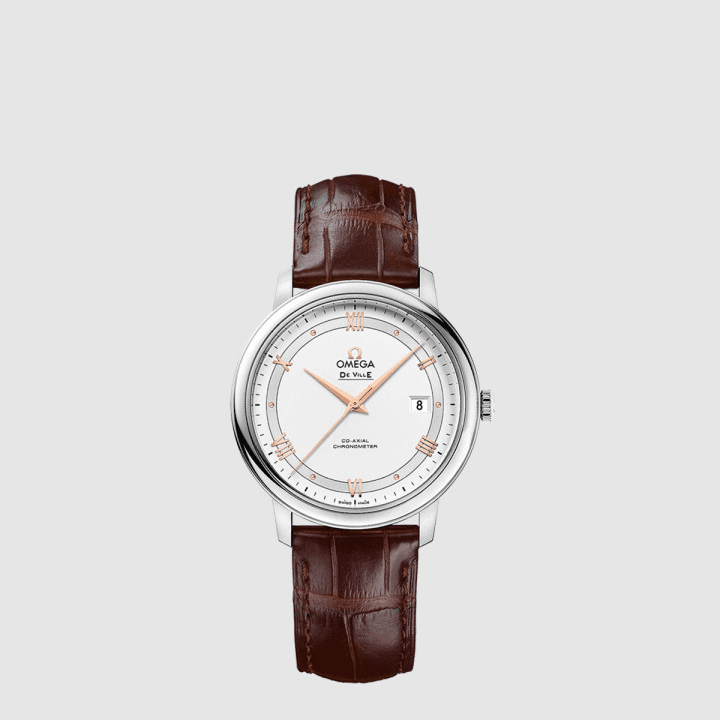 오메가 드 빌 프레스티지 코 액시얼 크로노미터 39.5mm 브라운&화이트