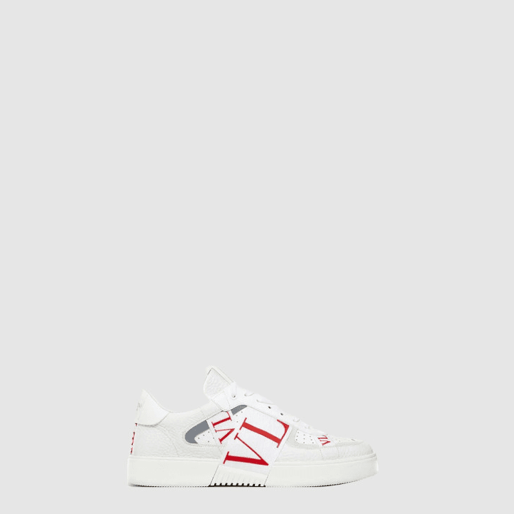 발렌티노 VLTN 로우탑 카프스킨 화이트&레드 스니커즈