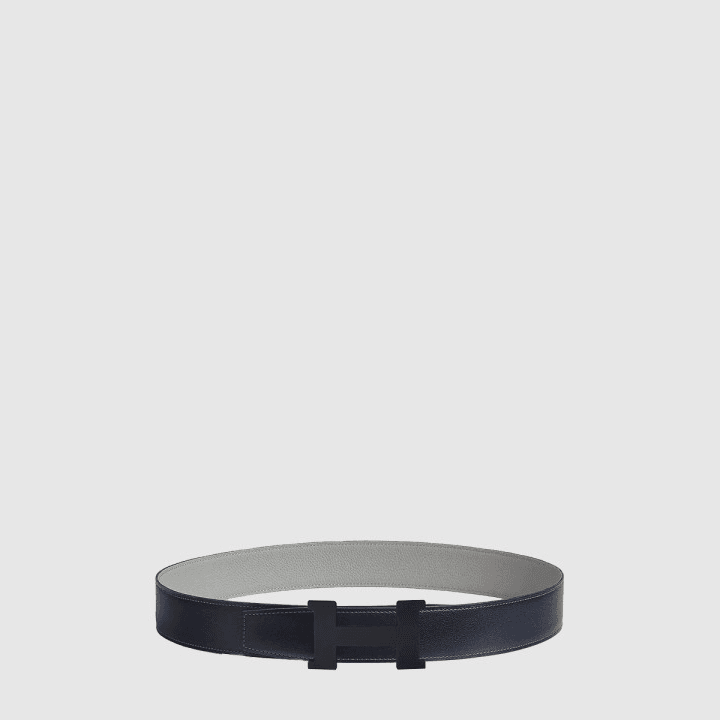 에르메스 H 벨트 버클 & 리버서블 가죽 스트랩 32mm 이미지형 네이비&그레이