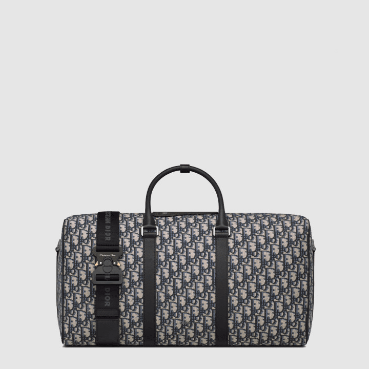 디올 Lingot 50 보스턴백 베이지 및 블랙 Dior Oblique 자카드