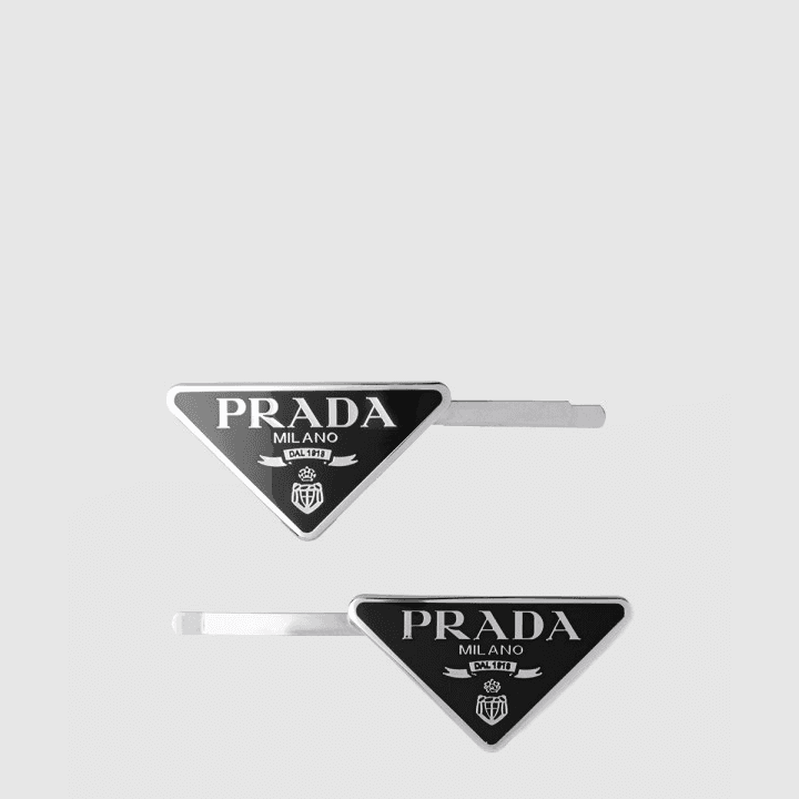 프라다 메탈 헤어 클립 블랙&실버