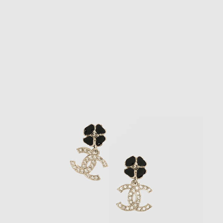 샤넬 Pendant 골드&블랙 귀걸이