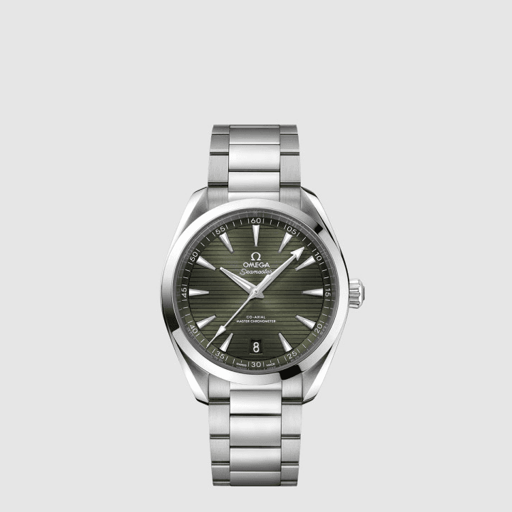 오메가 씨마스터 아쿠아 테라 150M 코 액시얼 마스터 크로노미터 41 MM 그린 다이얼 스틸 브레이슬릿