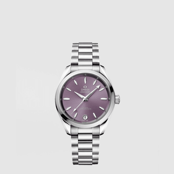 오메가 씨마스터 아쿠아 테라 150M 코 액시얼 마스터 크로노미터 34 MM 라벤더 다이얼 스틸