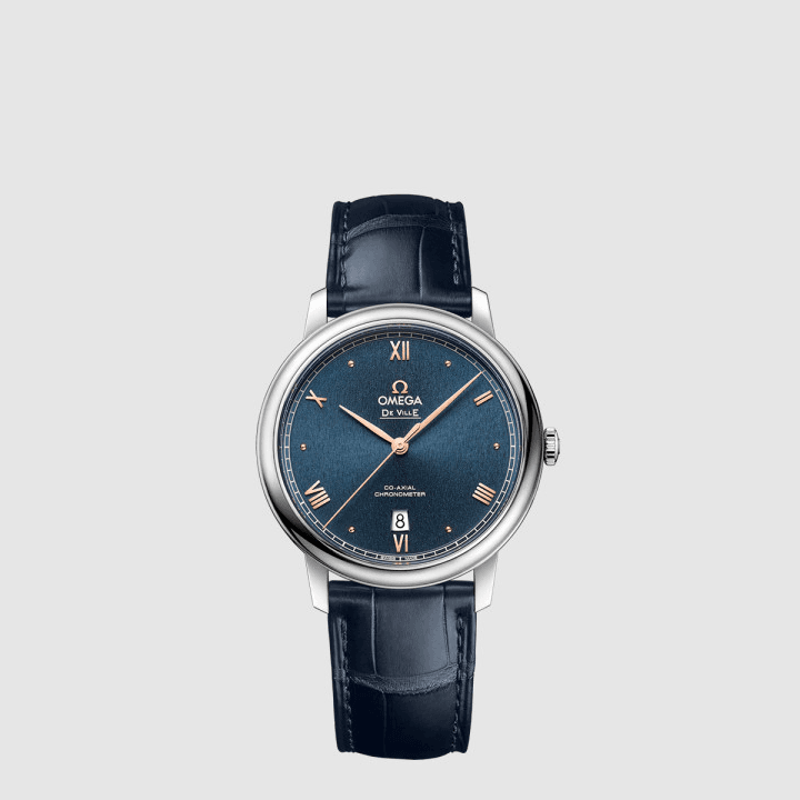 오메가 드 빌 프레스티지 코 액시얼 마스터 크로노미터 40 mm 네이비&실버