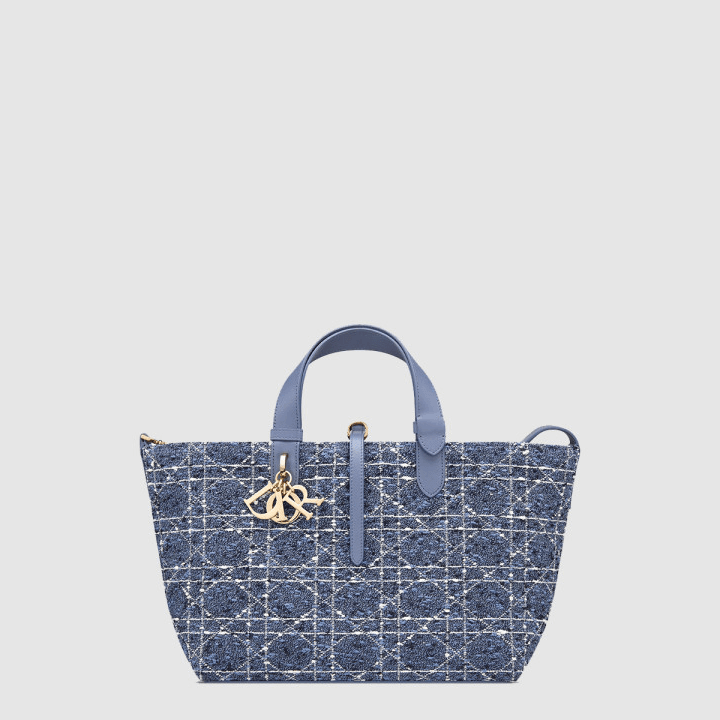 디올 미디엄 Dior Toujours 백 셀레스천 블루 트위드 화이트 까나쥬