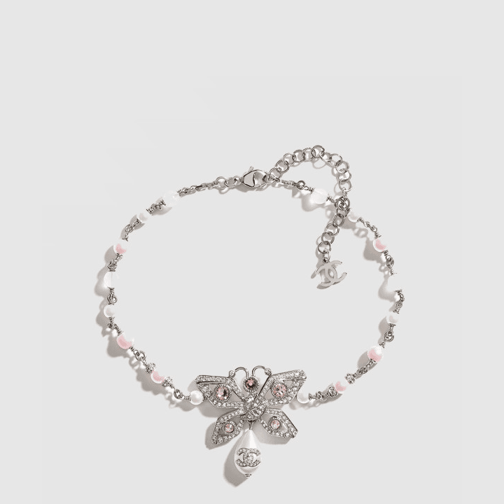 샤넬 실버&핑크 초커