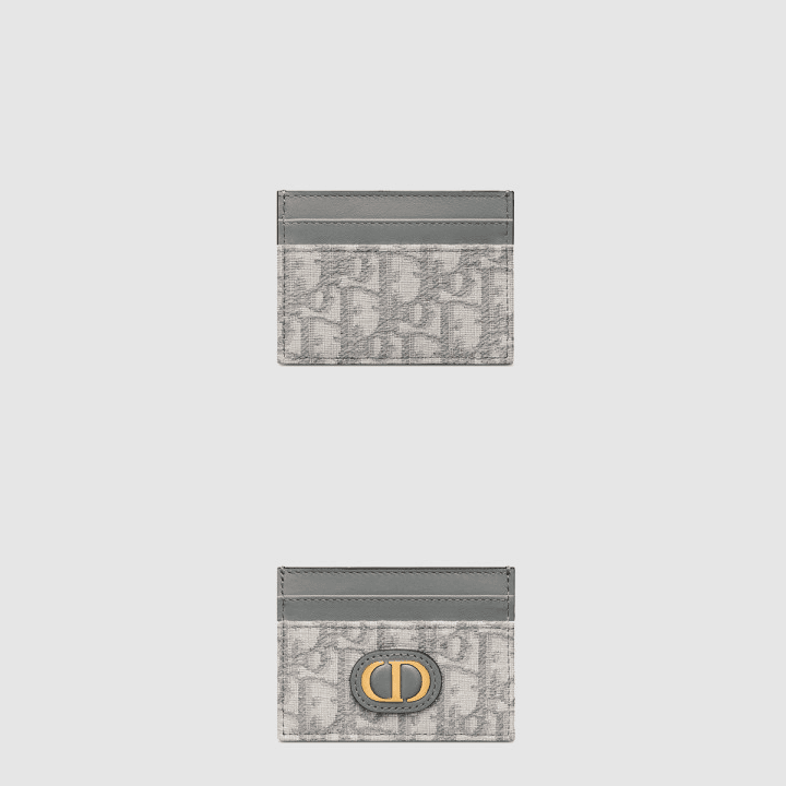 디올 30 몽테인 프리지아 카드 홀더 그레이 Dior Oblique 자카드