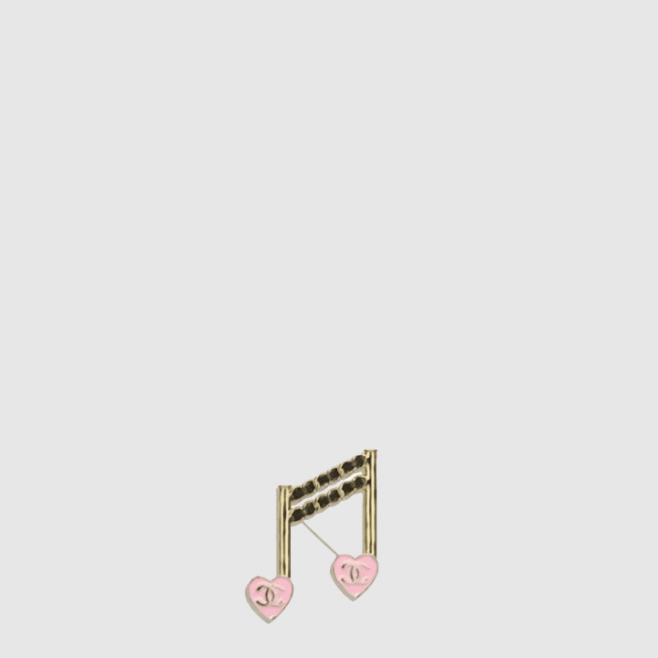 샤넬 골드&핑크 브로치