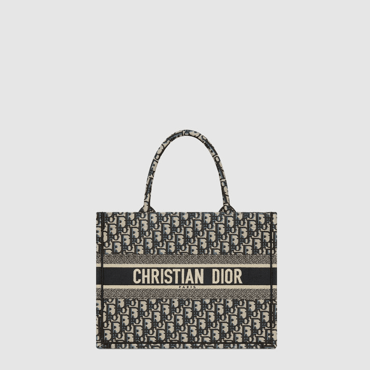 디올 북 토트 미디엄 백 블루 Dior Oblique 자수