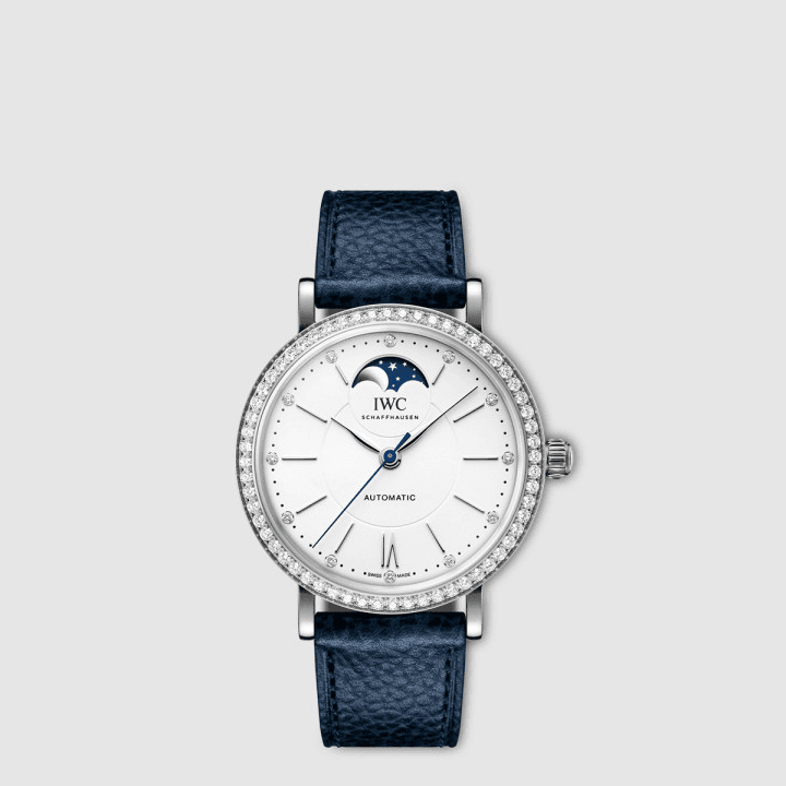 그레이 블루 하이 콘트라스트 다이얼 IWC 포르토피노 오토매틱 문 페이즈 37
