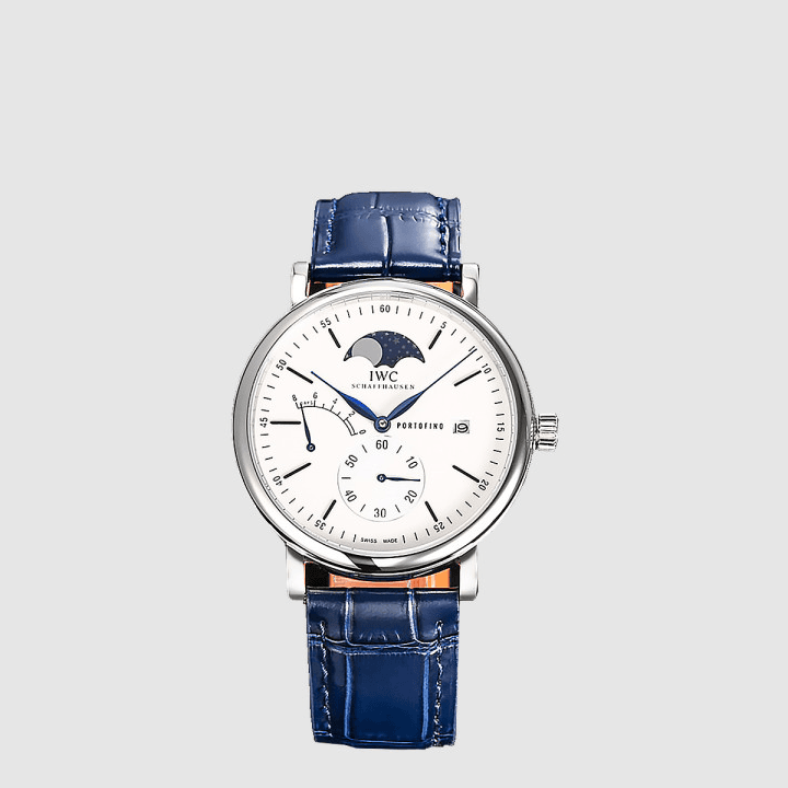 블루 그레이 하이 콘트라스트 다이얼 IWC 포르토피노 핸드 와인딩 8 데이즈