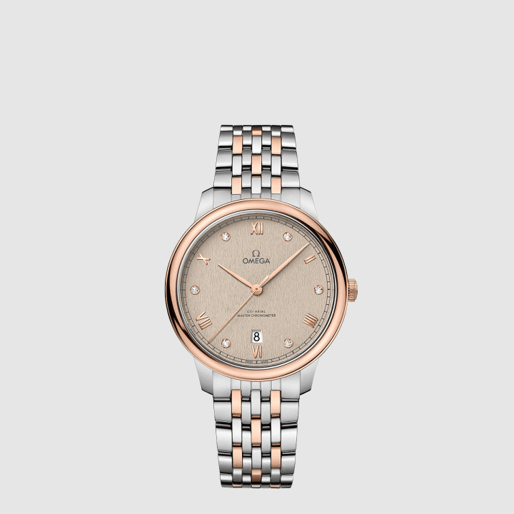 오메가 드 빌 프레스티지 코 액시얼 마스터 크로노미터 40MM 실버&로즈골드