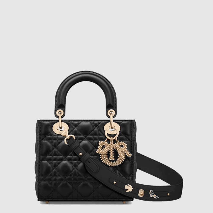 디올 스몰 Lady Dior My ABCDior 백 블랙 까나쥬 램스킨