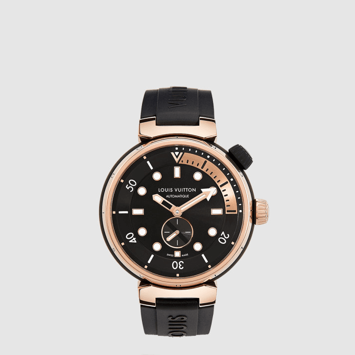 루이비통 땅부르 스트리트 다이버, 오토매틱, 44mm, 스틸 및 로즈 골드
