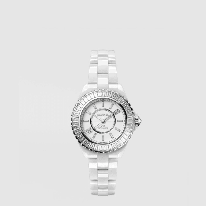 샤넬 J12 바게트 다이아몬드 베젤 시계 칼리버 12.2, 33mm